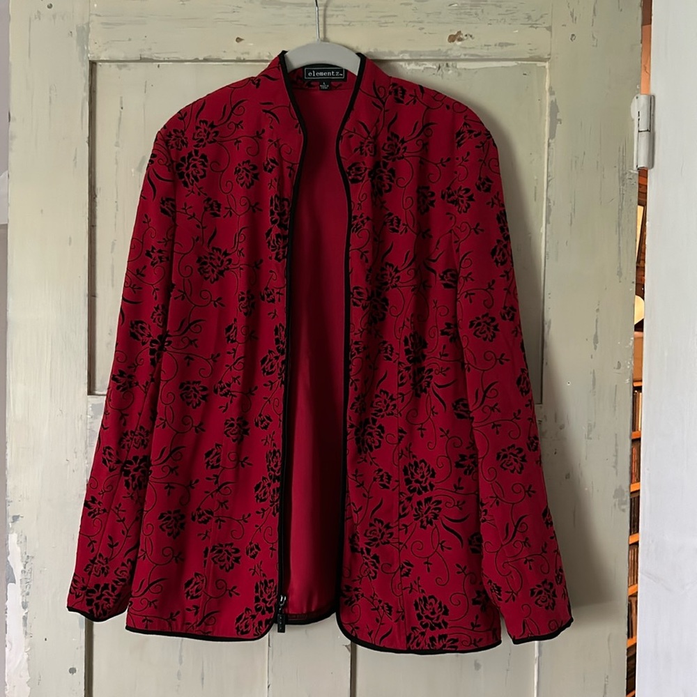 Red and black velvet elementz blazer